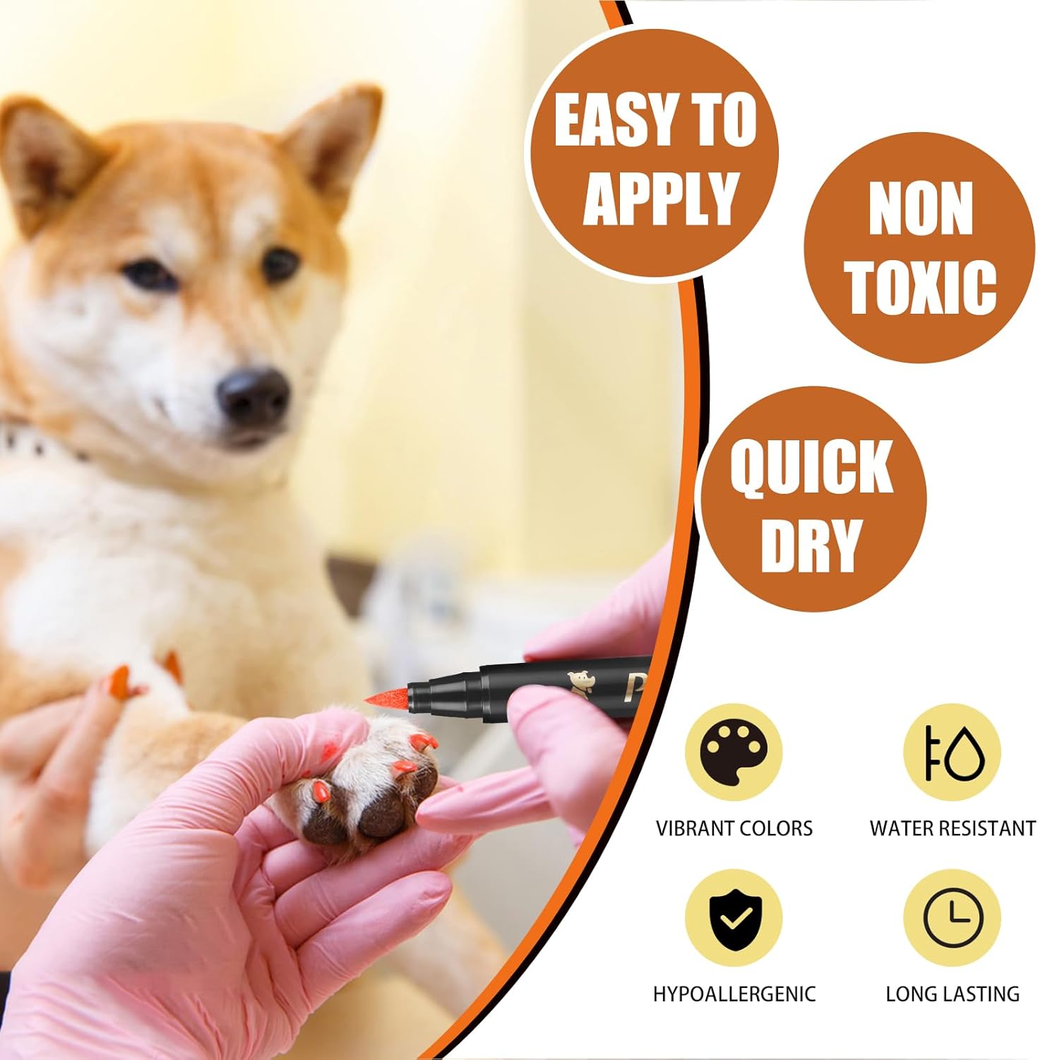 Bolígrafos de esmalte de uñas para perros de secado rápido, kit de esmalte de uñas de 12 colores para perros, gatos o pájaros, esmalte de uñas
