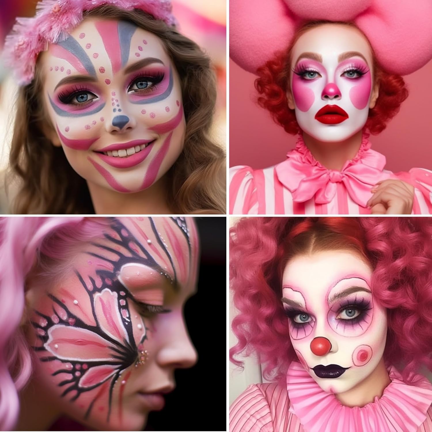 Pintura facial rosa en barra para el cuerpo, crema mezclable, cobertura completa, pinturas faciales negras para adultos y niños, kit profesional de