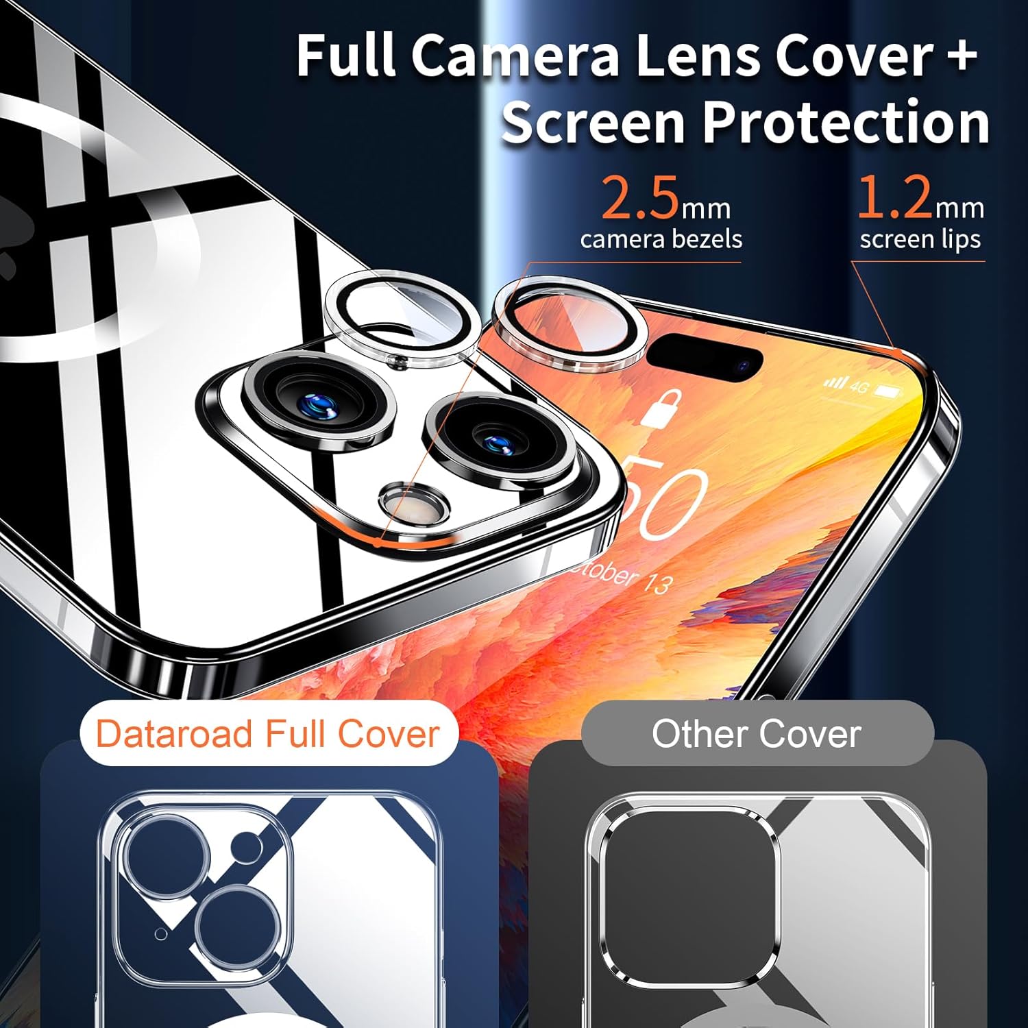 IHAITUN Dataroad – Funda magnética transparente para iPhone 15, protección completa de la cámara compatible con Magsafe no se pone amarillento
