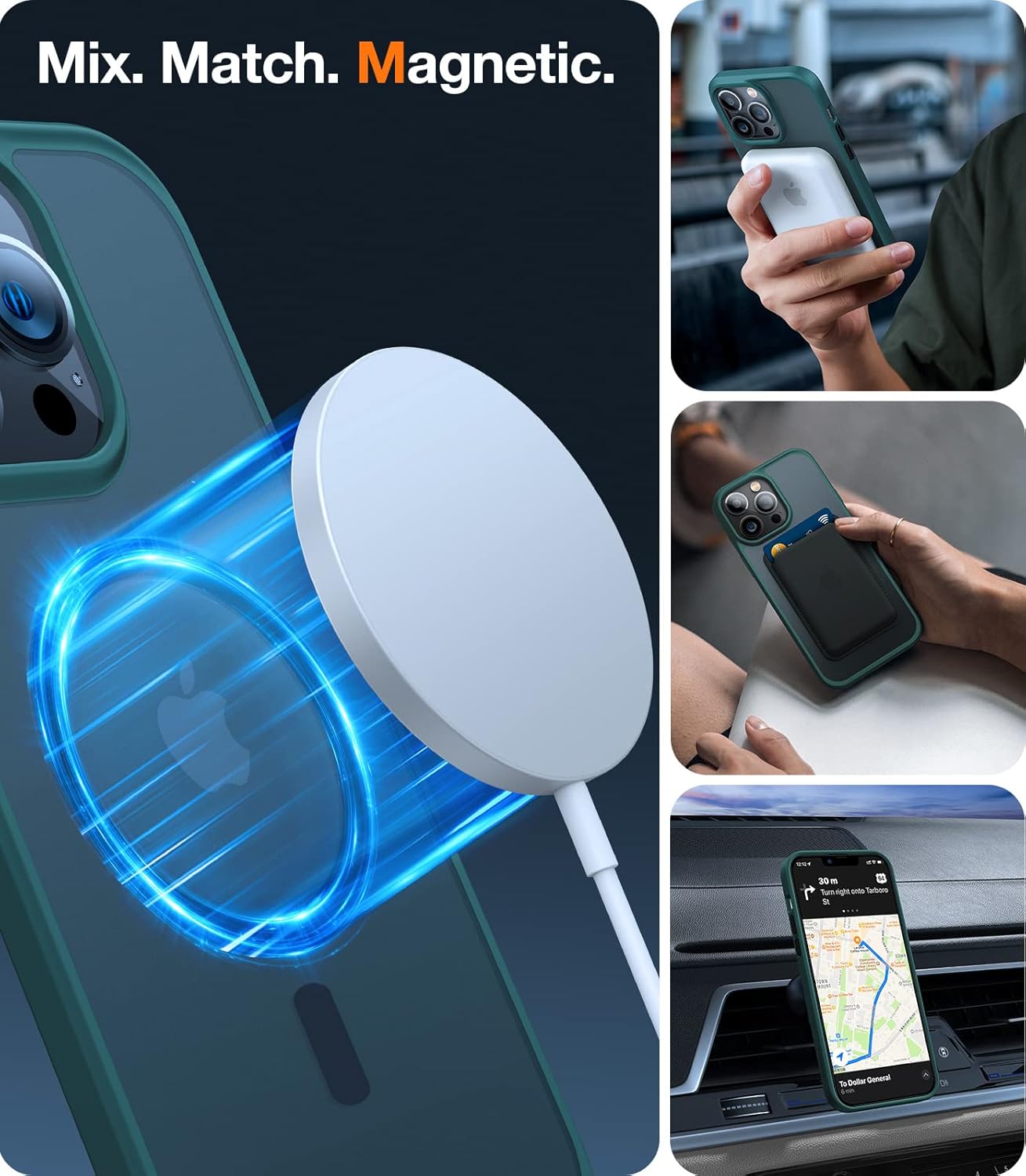 TORRAS Funda magnética más fuerte para iPhone 13 Pro, prueba de caídas de grado militar, compatible con MagSafe, funda protectora delgada de