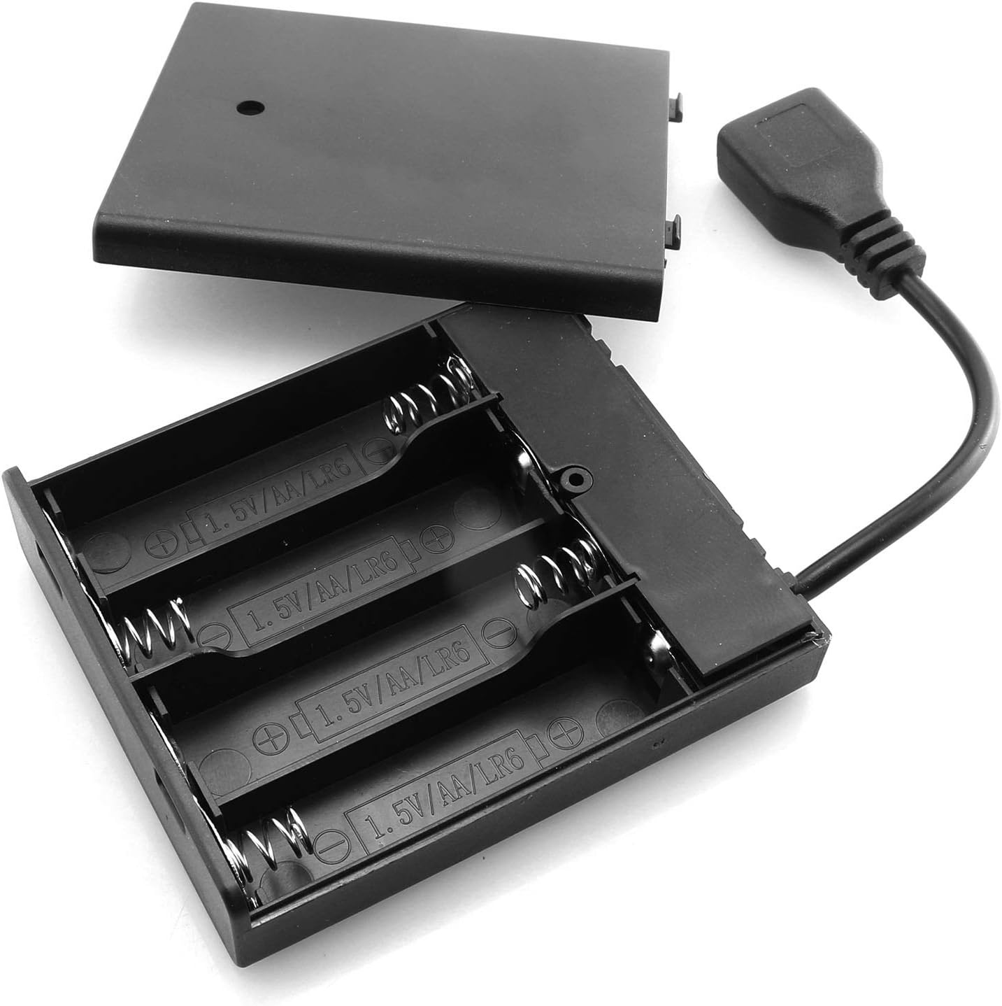 DGZZI USB hembra Socket 4 AA caja caja de batería titular con interruptor ON-Off