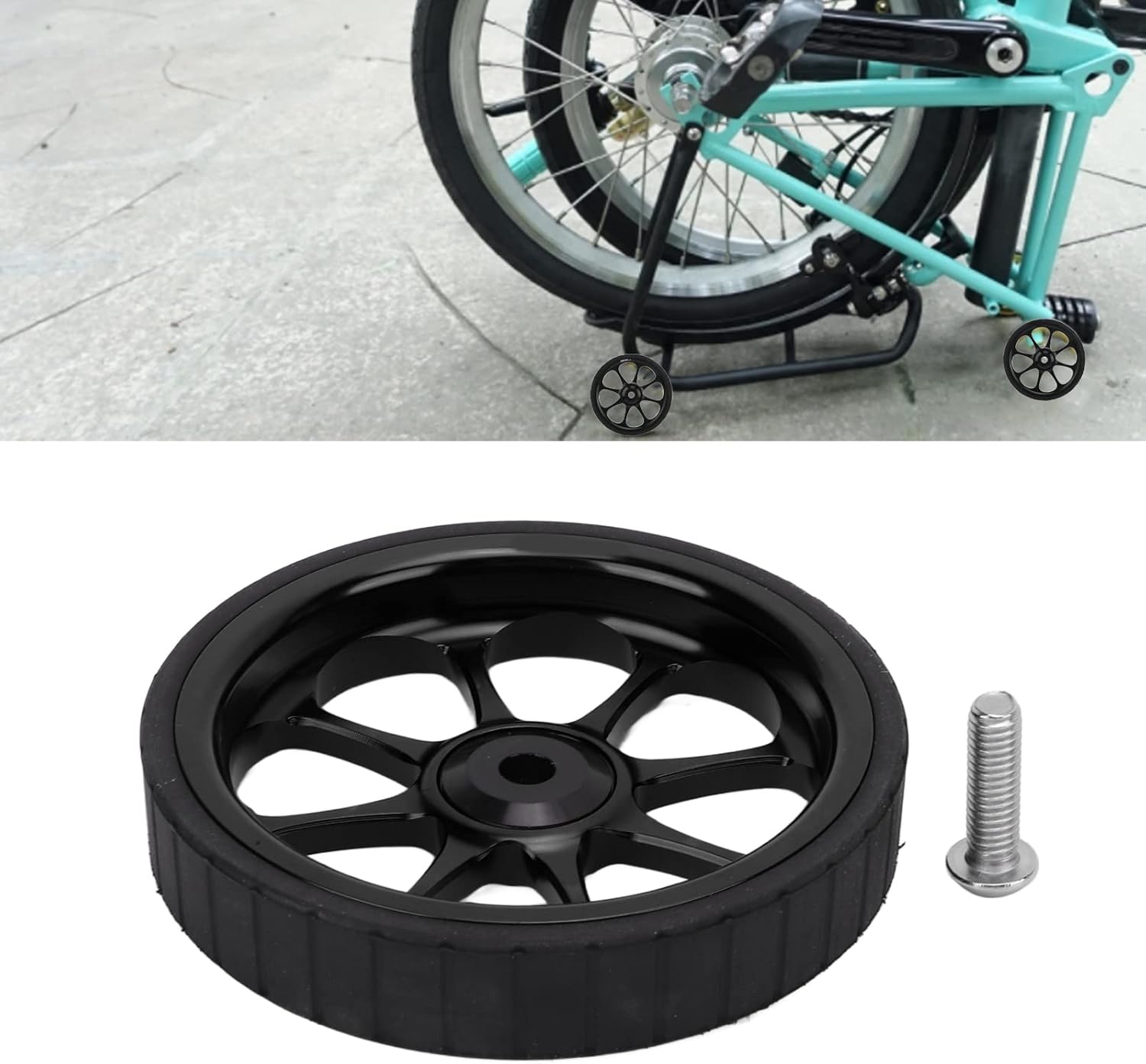 VGEBY Bicicleta plegable Easy Wheel, aleación de aluminio 3.228 in rodamiento ensanchado rueda fácil para Brompton 3sixty bicicleta plegable (negro)