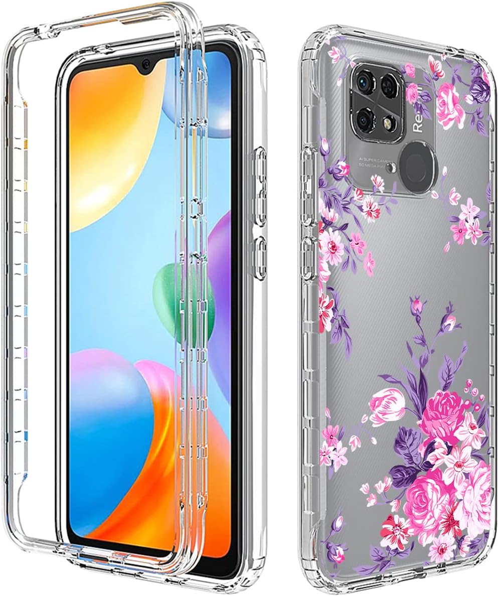 Funda para Redmi 10C 220333QBI con protector de pantalla de vidrio templado, suave 360 cuerpo completo a prueba de golpes híbrido parachoques