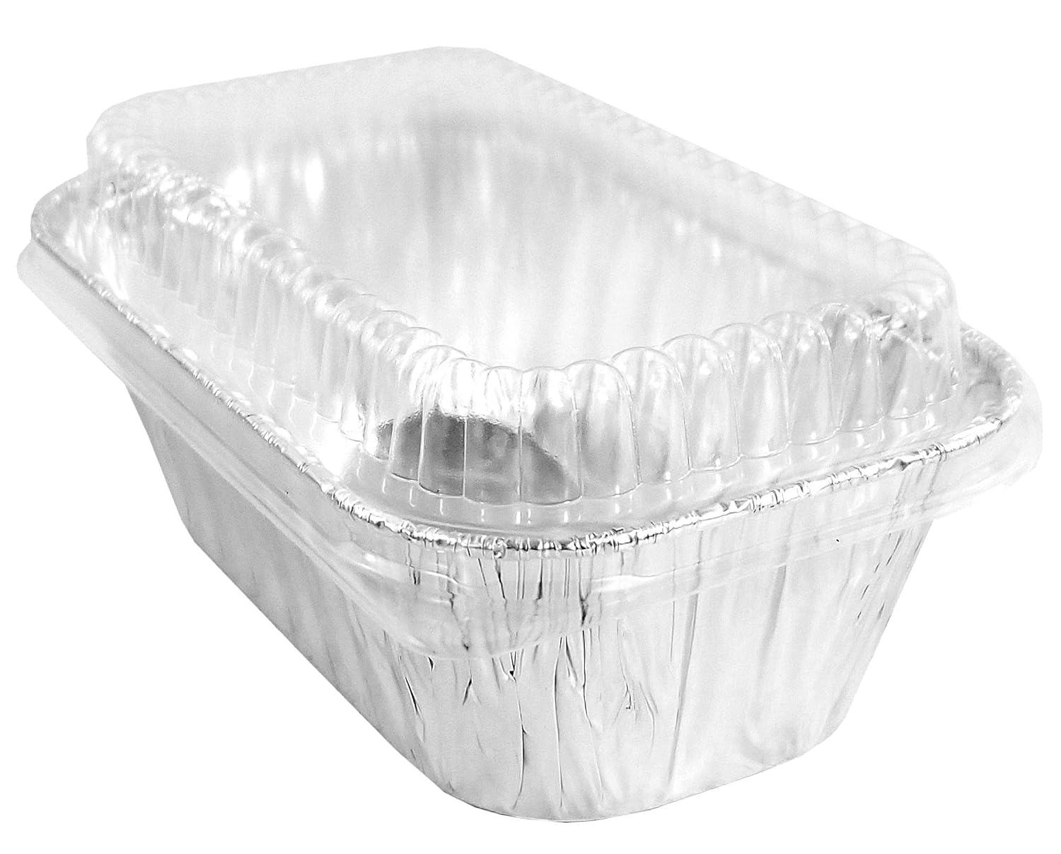 Handi-Foil 1 libra de aluminio mini-panmolde para hornear pan con tapa transparente de cúpula baja, 100paquete (paquete de 100)