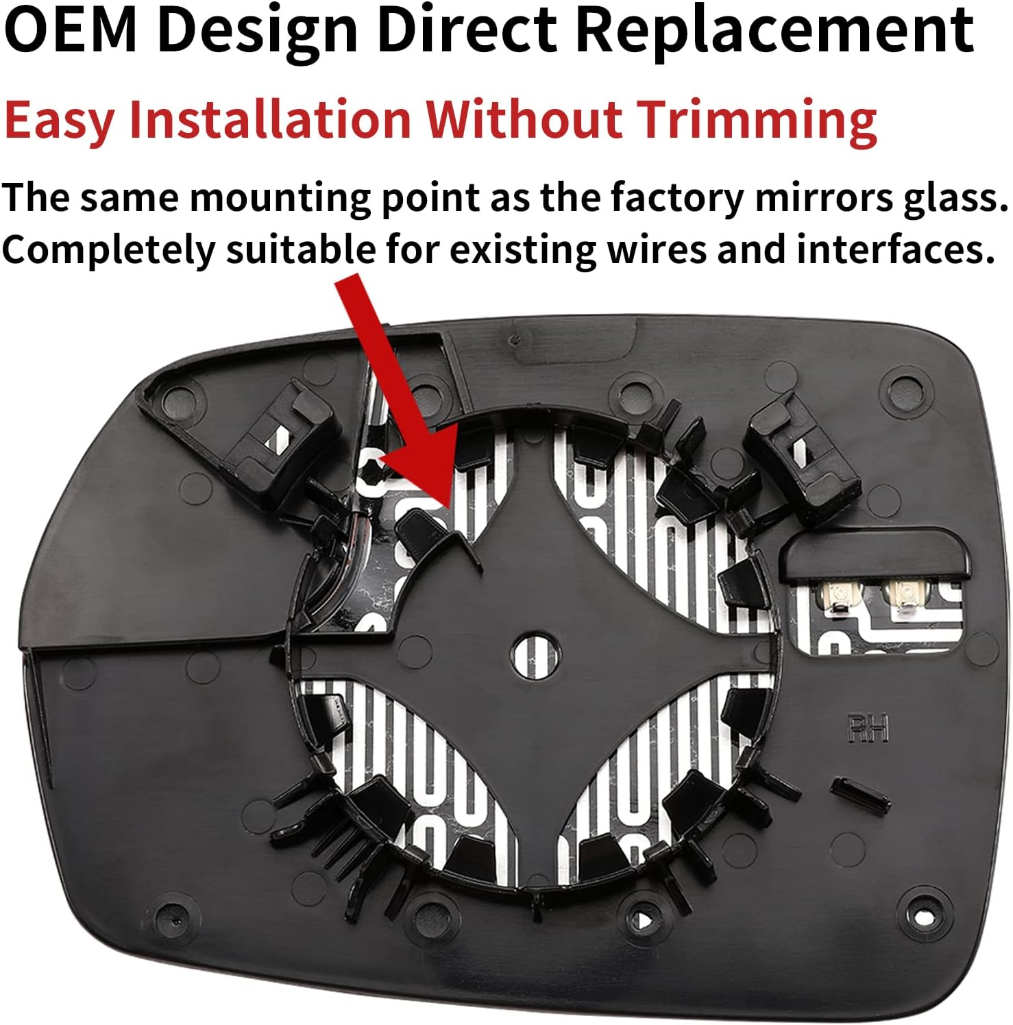 Espejo lateral del pasajero de repuesto para Ford Edge 2015 2016 2017 2018 – Espejo convexo, espejo retrovisor derecho con calefacción eléctrica