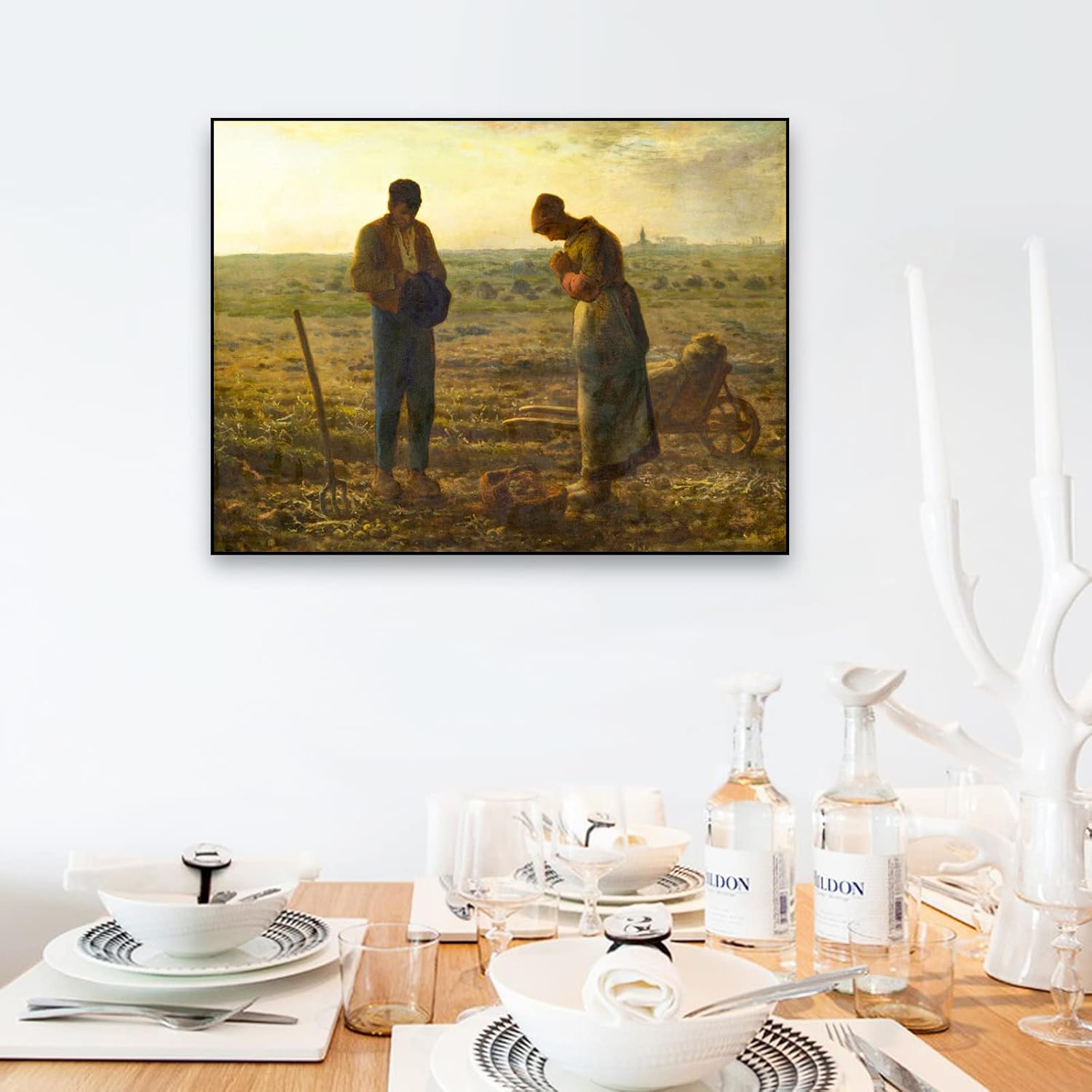 ZZPT Jean Francois Millet The Angelus – Póster de pintura en lienzo, famosas impresiones artísticas para sala de estar, dormitorio, decoración del