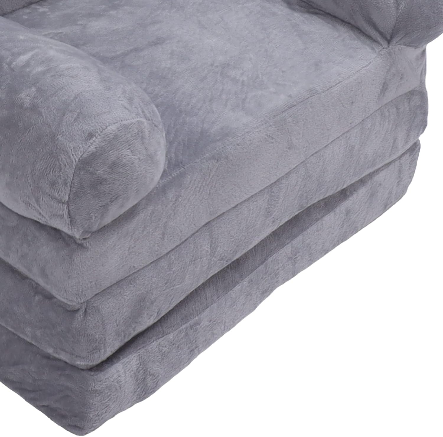 PenRux Sofá plegable para niños, diseño de perro gris de dibujos animados, material suave, asa ancha, fácil de usar, sofá cama para niños y niñas (3