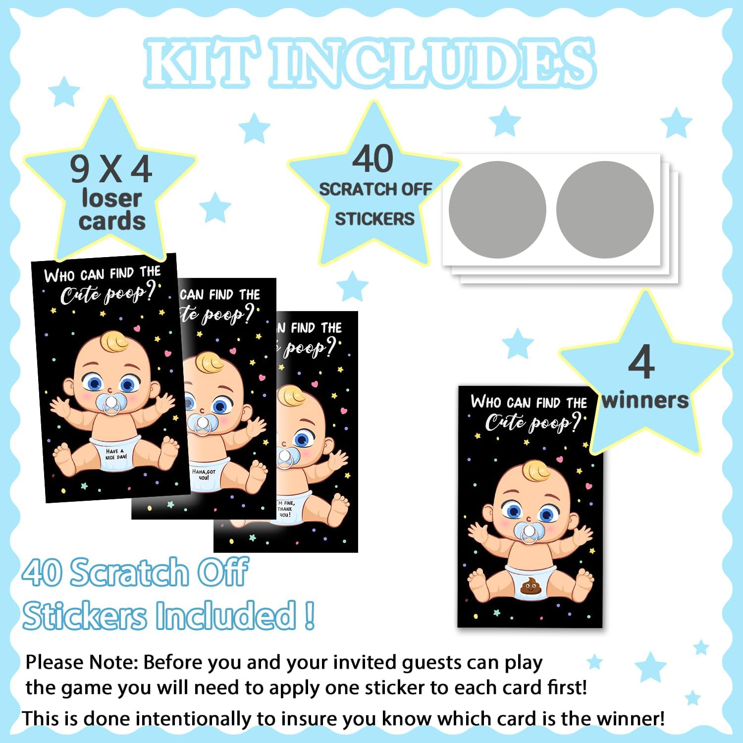 Juego de cartas de rifas para baby shower, juegos de baby shower para niños, divertidas decoraciones de juego de fiesta para actividades de baby