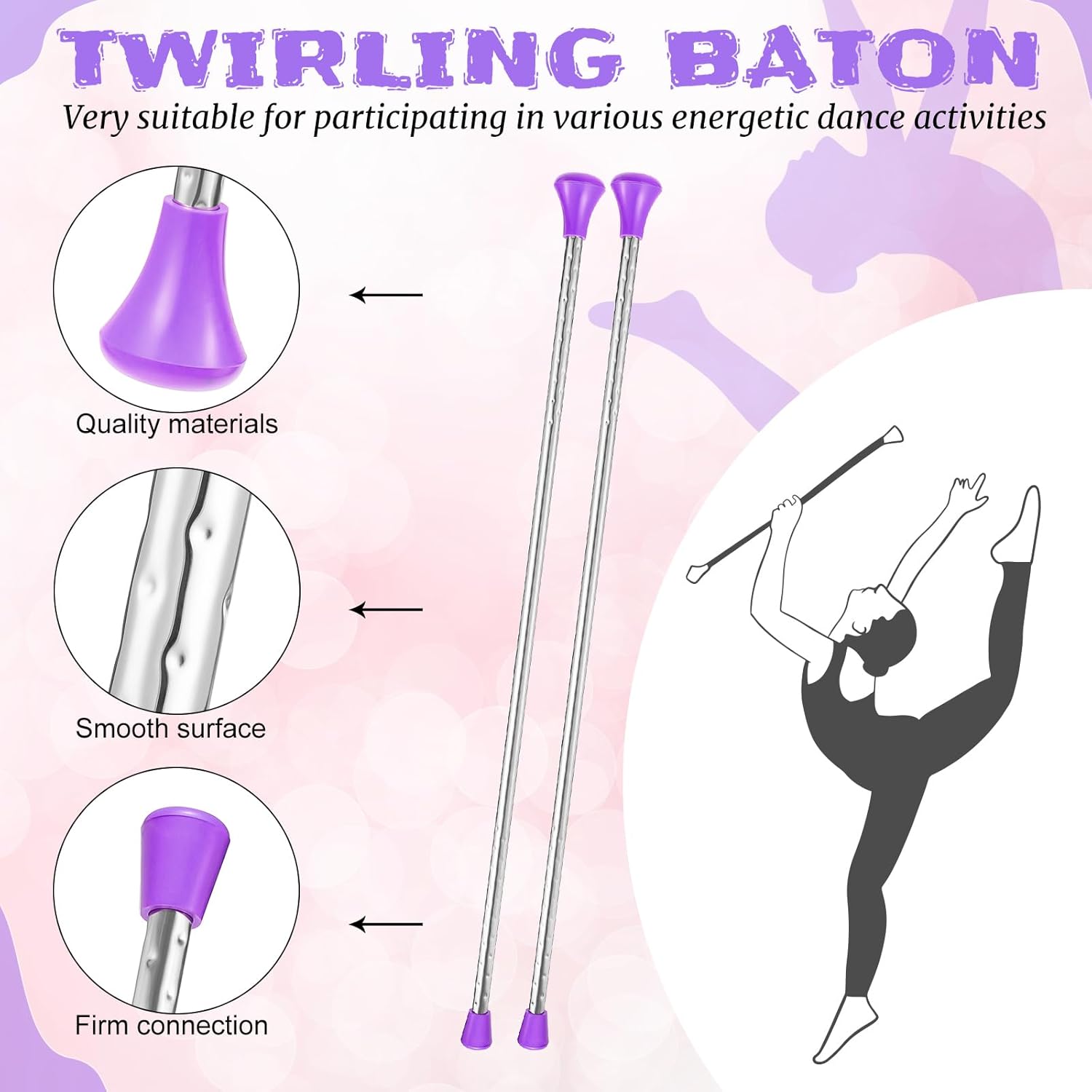 Twirling Baton Baton – Bastón de gimnasia unisex para niños, banda de marcha de bastón de metal para espectáculos de talentos, baile artístico, giro
