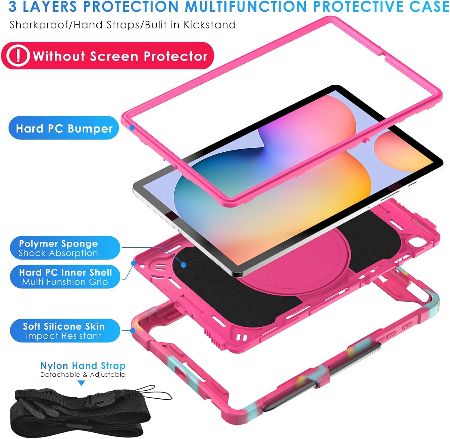 DETUOSI Funda para Samsung Galaxy Tab S6 Lite de 10.4″ 20202022 (modelo SM-P610P615P613P619) con soporte para bolígrafo, resistente a prueba de