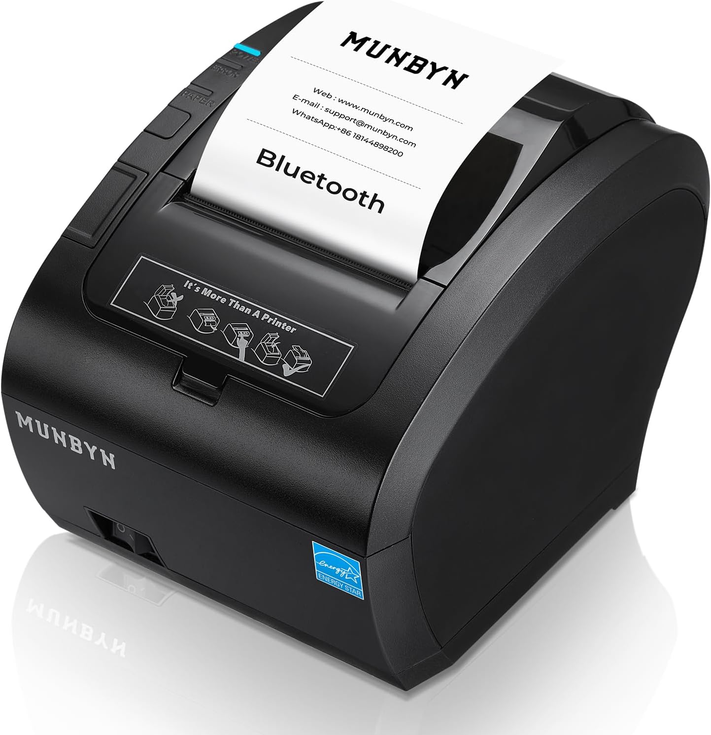 MUNBYN Impresora térmica de recibos Bluetooth P047, impresora POS de 3.150 in, impresora térmica con Ethernet serie USB, Bluetooth, compatible con