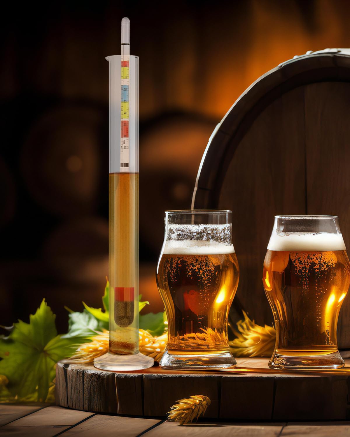 Hidrómetro de triple escala, hidrómetro de alcohol para vino, aguamiel, kombucha y cerveza, kit de fabricación de hidromiel (probador ABV, Brix,