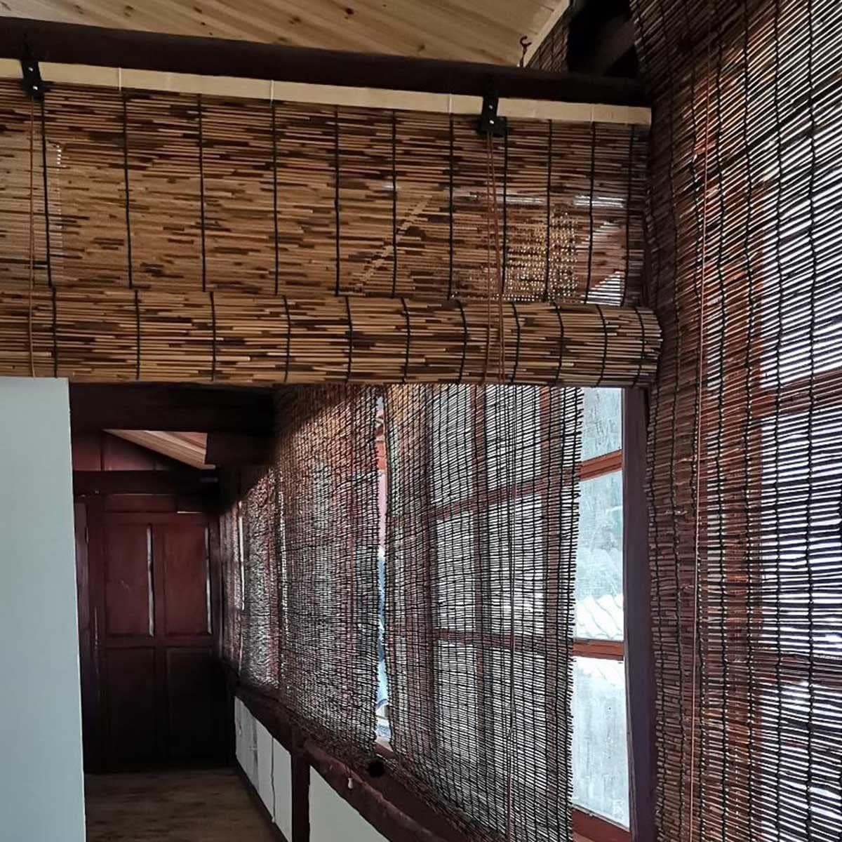 Persianas enrollables de bambú para dormitorio, cortinas enrollables de bambú para interiores, ventana semi opaca, cortina de bambú de oficina