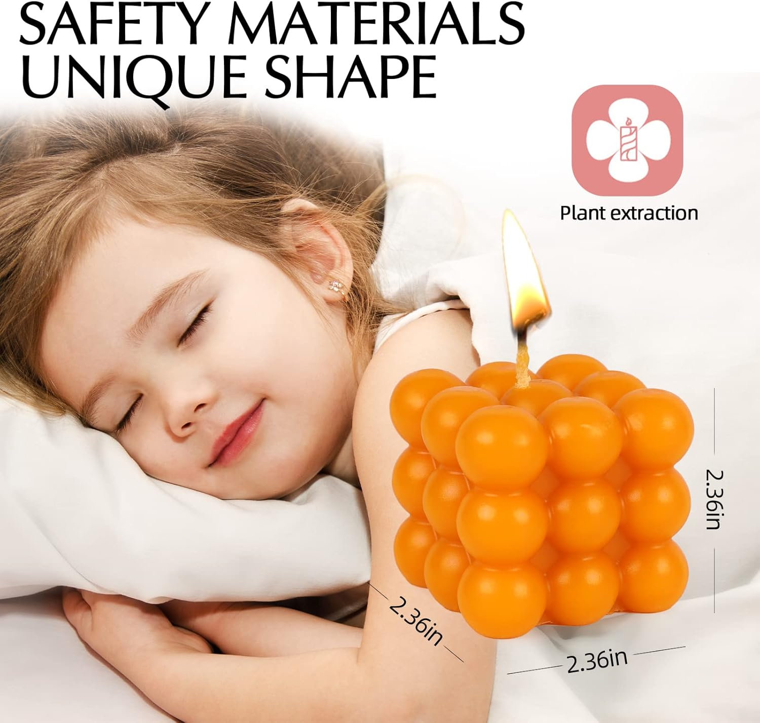Velas de burbujas  Vela de cera de soja en cubo, vela perfumada de decoración estética, lindas velas amarillas para el hogar, vacaciones, boda y