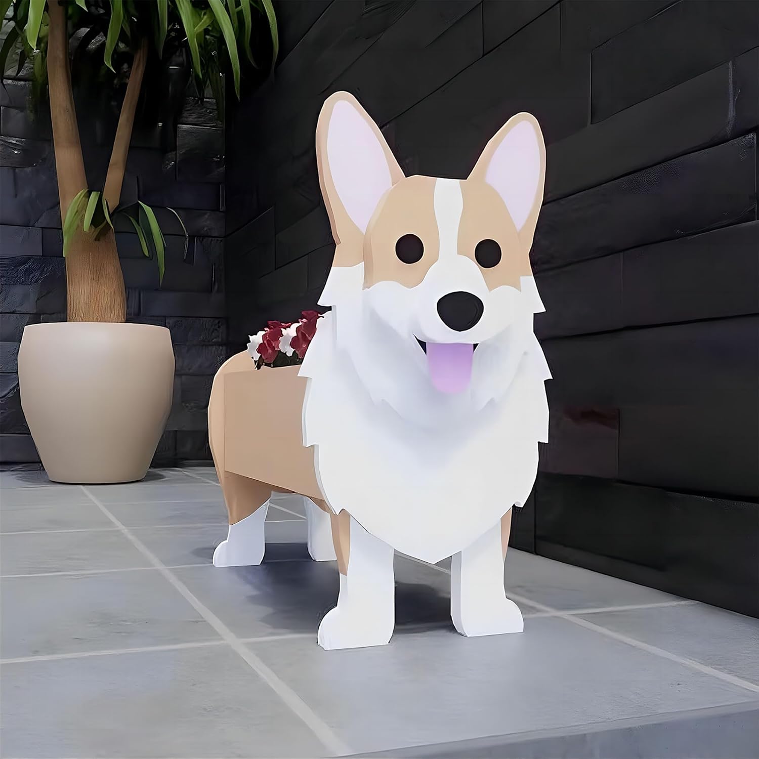 fabisup Corgi – Contenedor para plantas con forma de perro, para amantes de las mascotas, maceta de PVC lindo para perros, macetas de flores para