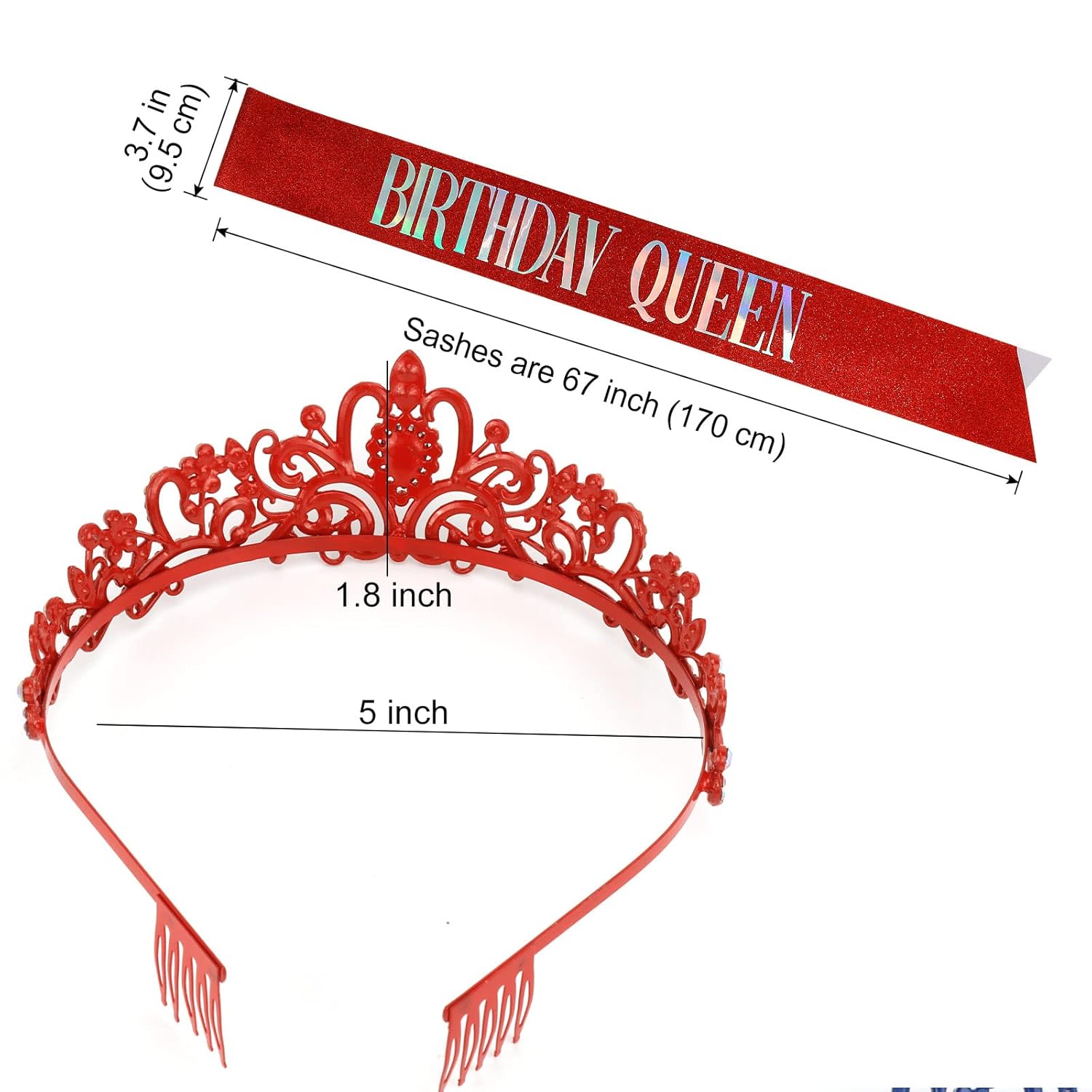Juego de tiara y tiara de cristal para mujer, diseño de “Birthday Queen”, tiara y coronas para mujer, regalo de cumpleaños de COCIDE para niña, kit