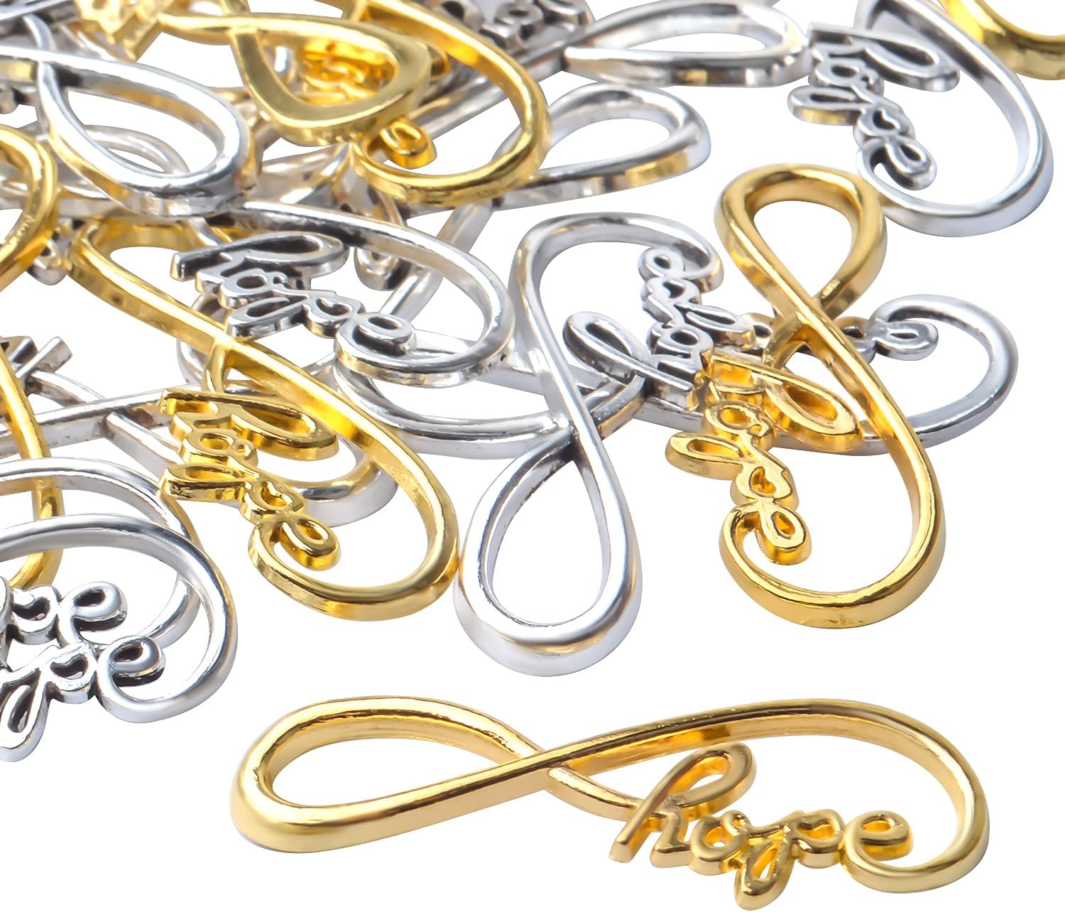 Aylifu Dijes de conector infinito, 60 dijes de símbolo de esperanza infinita, dijes de aleación, suministros de manualidades para collares,