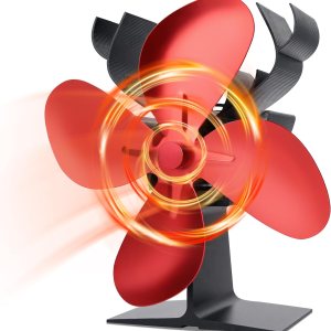 CONBOLA Ventilador de estufa de leña alimentado por calor, ventilador silencioso para quemador de maderatroncos, hecho de material de aluminio que CONBOLA Ventilador de estufa de leña alimentado por calor, ventilador silencioso para quemador de maderatroncos, hecho de material de aluminio que