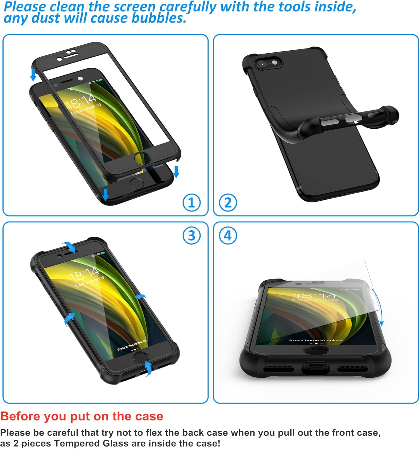 ORETECH – Funda diseñada para iPhone 7 Plus, diseñada para iPhone 8 Plus con 2 protectores de pantalla de vidrio templado, textura de fibra de