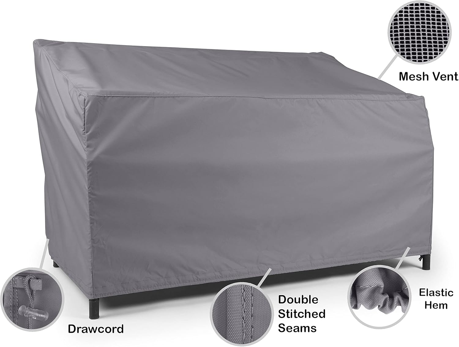 Covermates Funda de sofá biplaza para exteriores, poliéster resistente al agua, dobladillo con cordón, rejillas de ventilación, fundas de asiento y