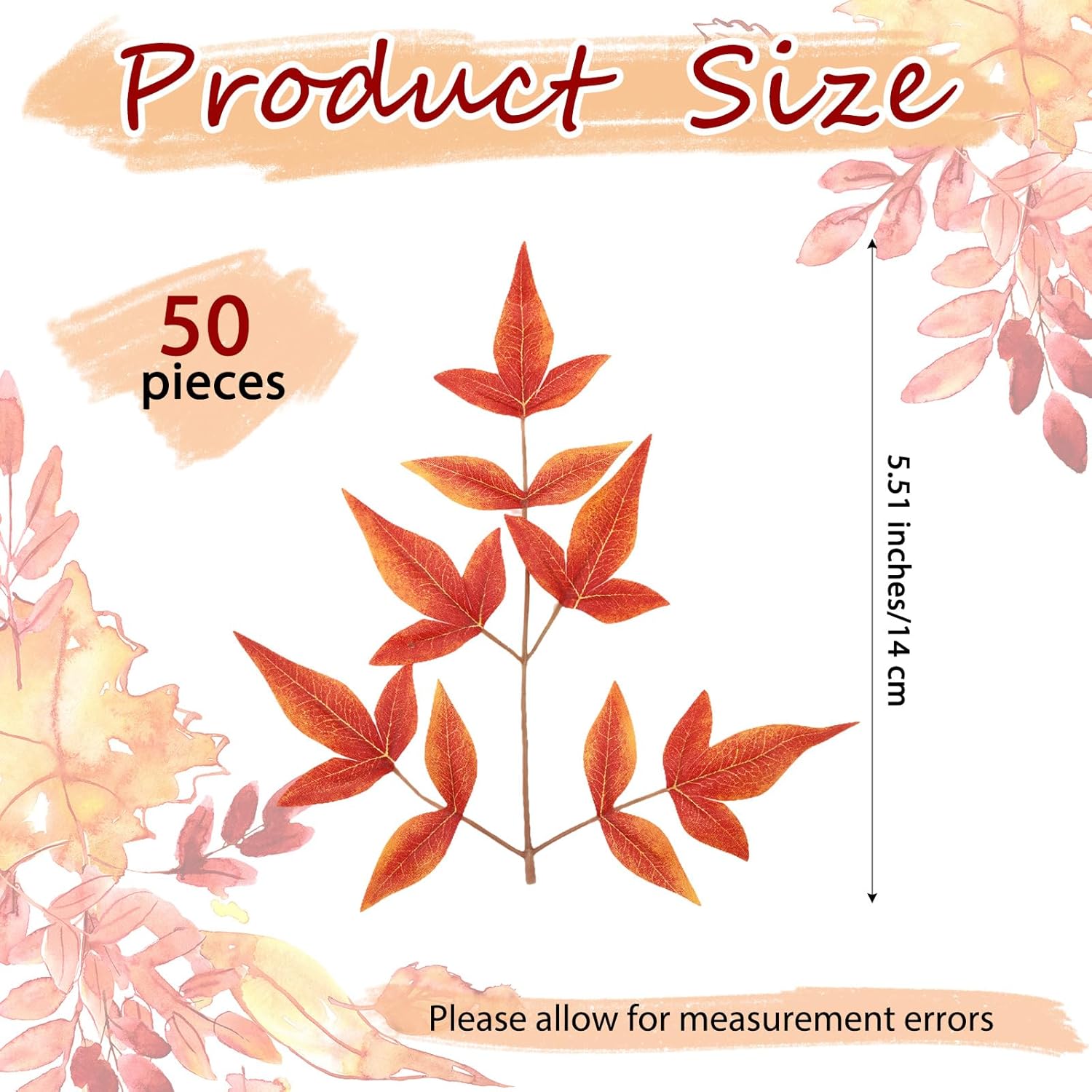 50 mini agujas artificiales de pino de eucalipto y hojas de arce para velas flotantes, rellenos de jarrones de tallo de hojas flotantes para otoño,