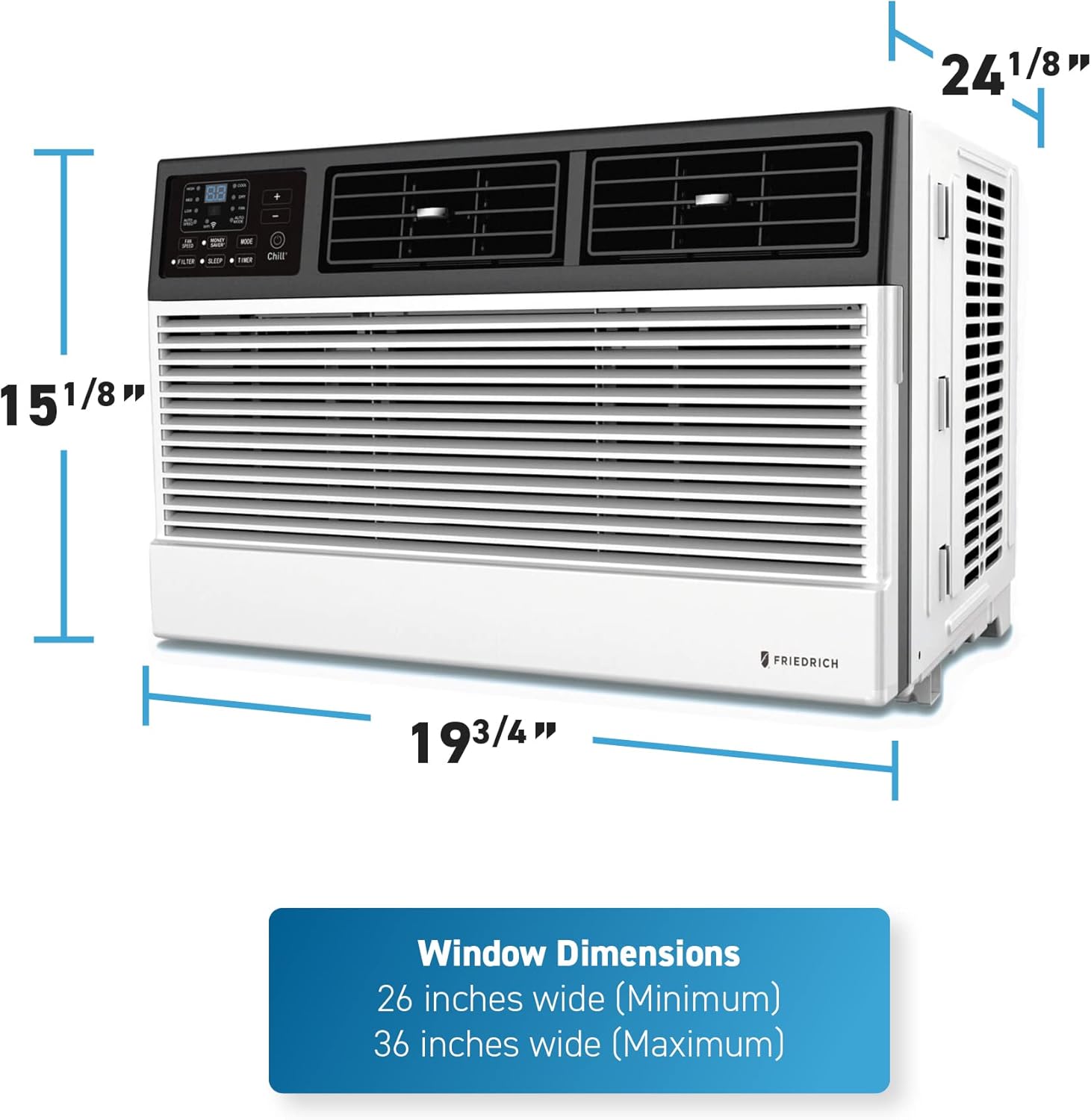 Friedrich CCW12B10B Chill Premier – Unidad inteligente de pared y ventana de aire acondicionado, control móvil WiFi, blanco, capacidad de