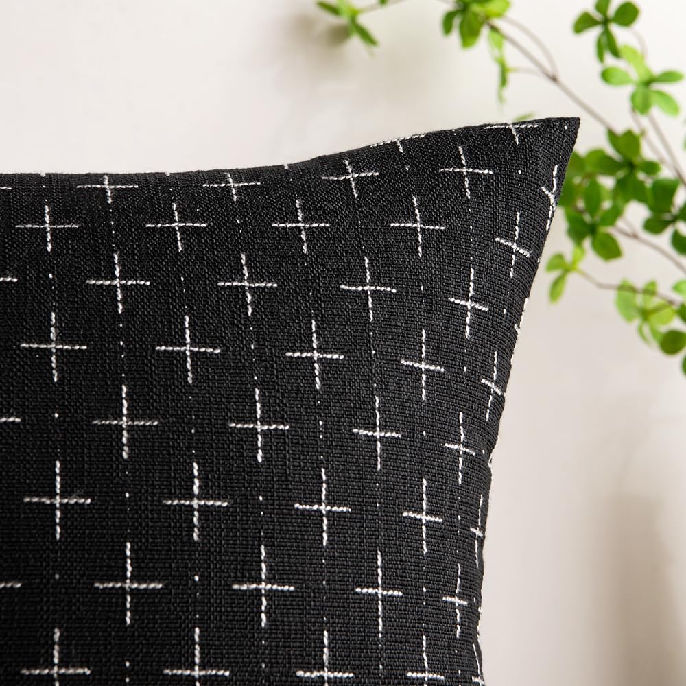 MIULEE – Juego de 2 fundas de almohada decorativas de lino de arpillera, modernas, estilo campestre, rústicas, tejidas, con textura, para sofá,
