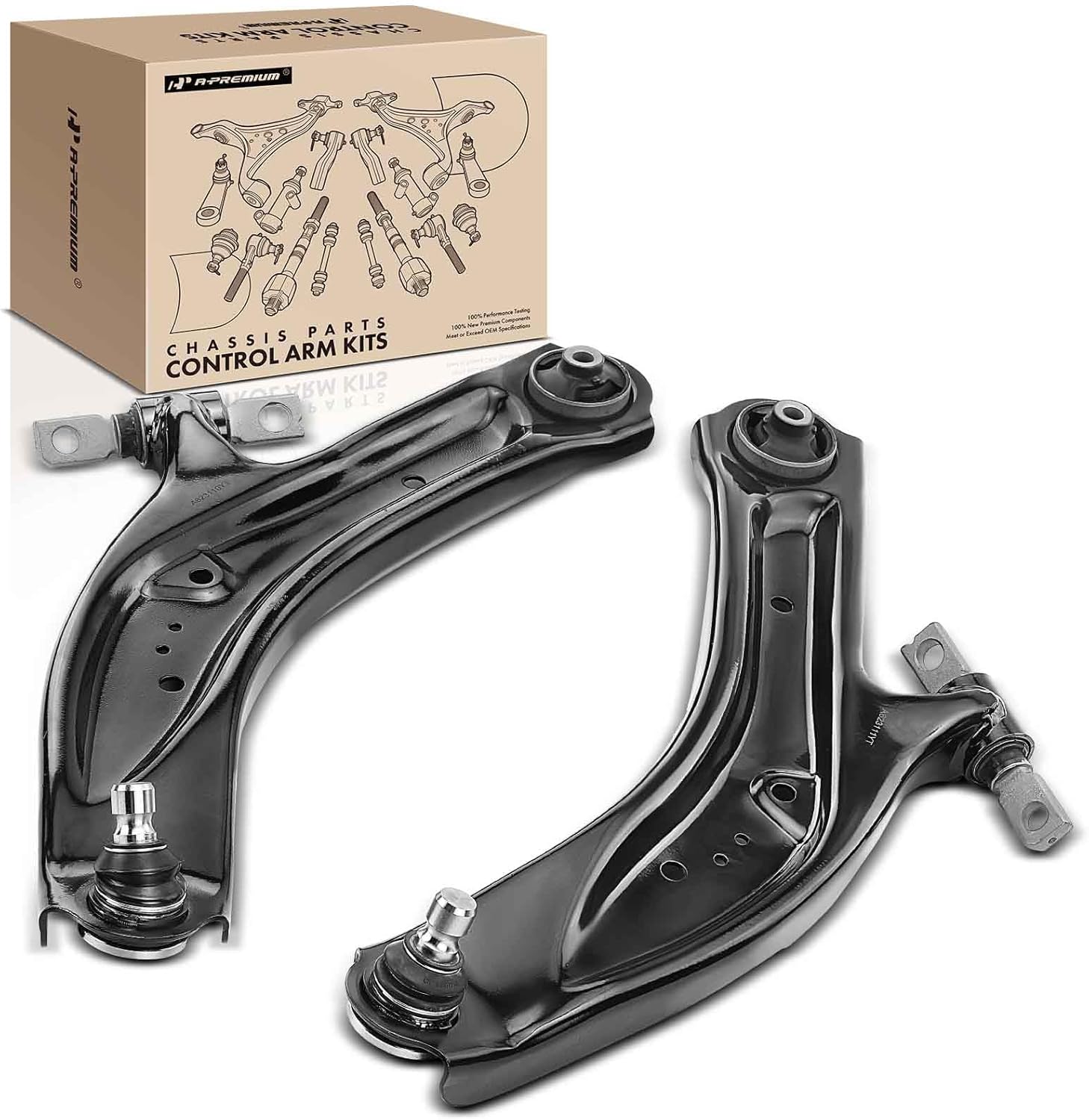 A-Premium 2 brazos de control inferiores delanteros, con rótula y buje, compatibles con Nissan Rogue 2014-2019, Rogue Sport 2017-2019, Qashqai