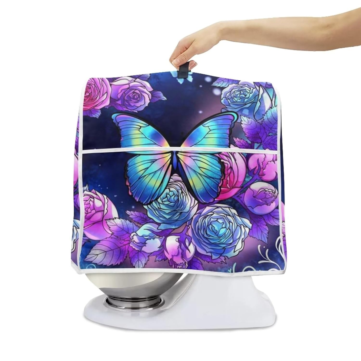 Hinthetall Fundas para batidora de pie de mariposa moradas compatibles con freidora de aire de 6 a 8 cuartos de galón, funda lavable a prueba de
