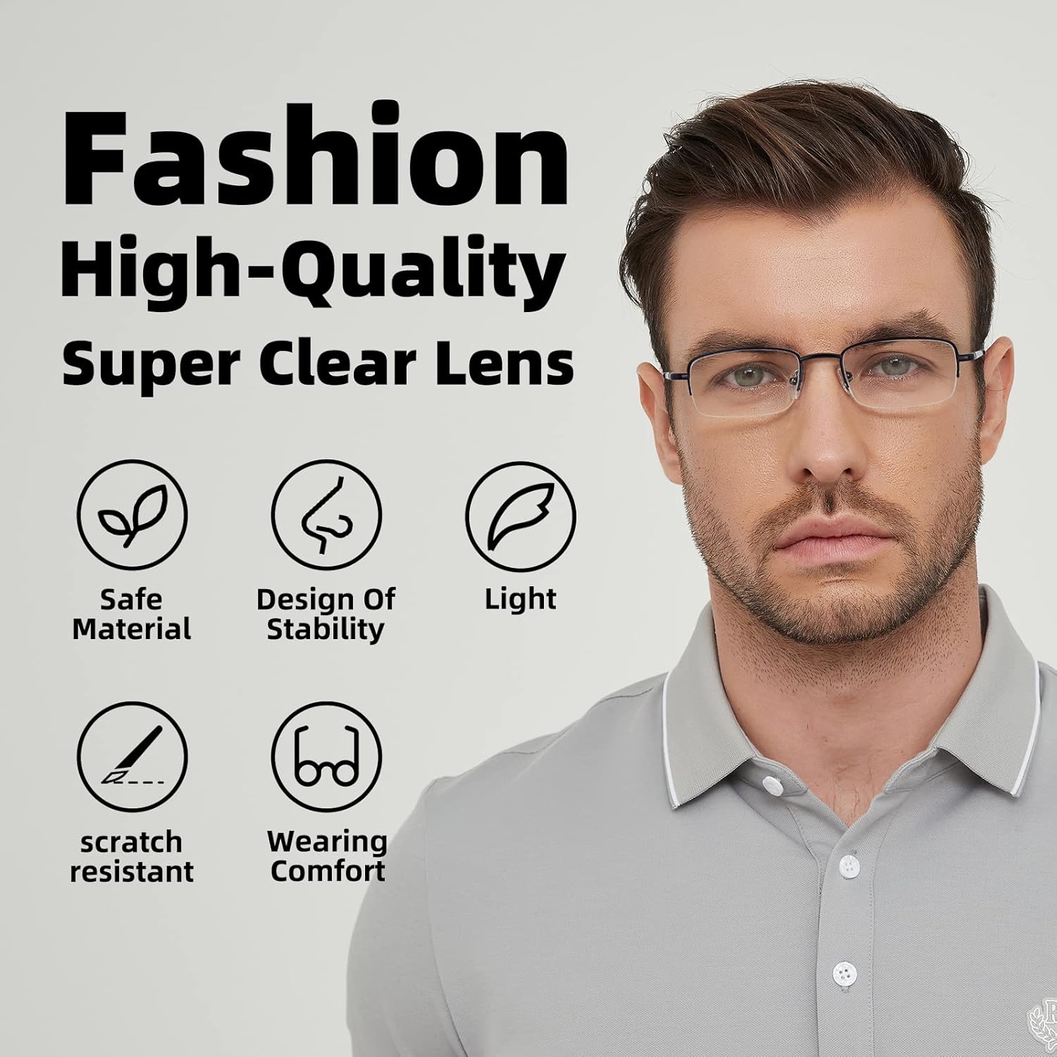 Autojouls Lentes de lectura para hombres y mujeres, muy ligeros, con bisagra de resorte, lentes transparentes, gases para computadora