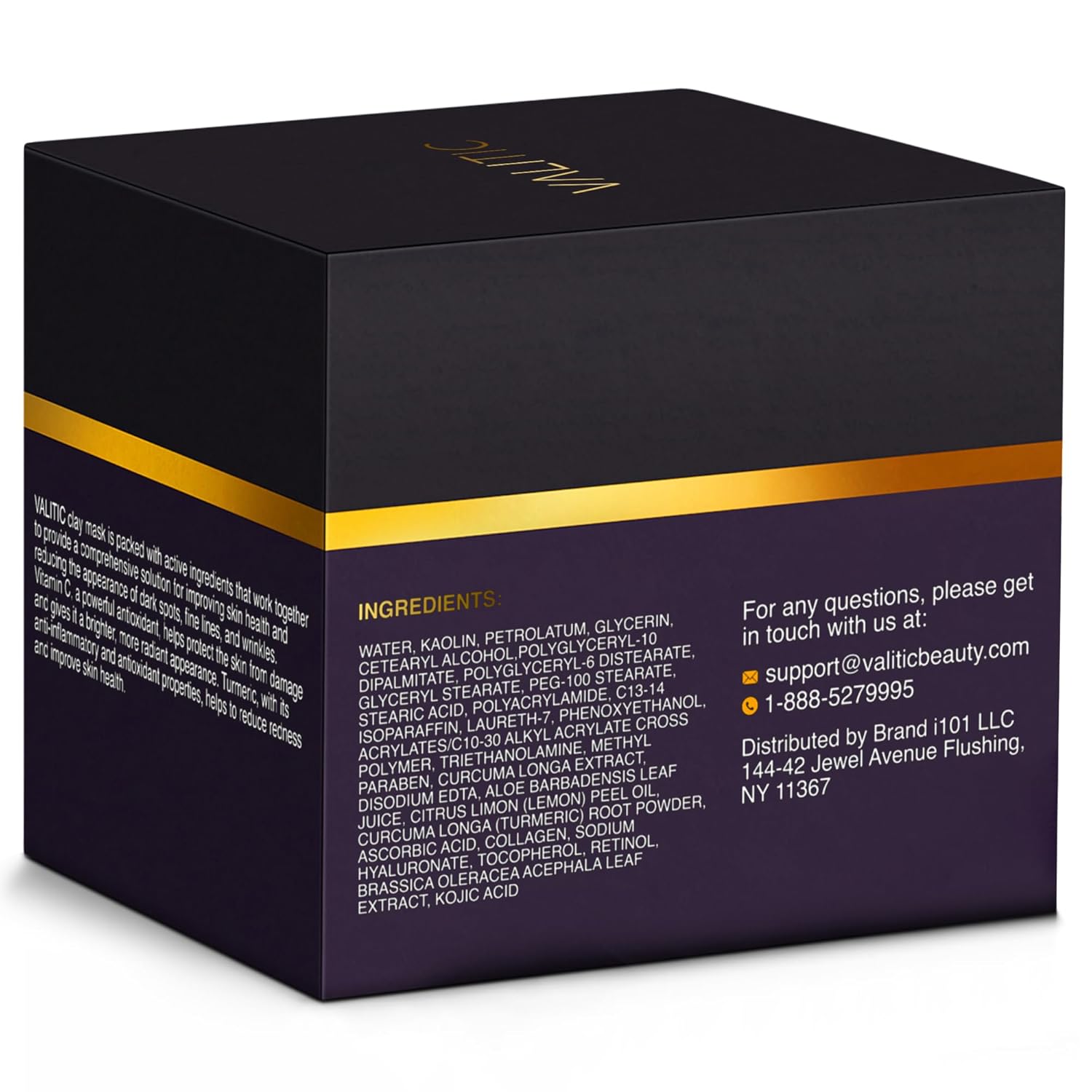 VALITIC Máscara de vitamina C y arcilla de cúrcuma, corrector de manchas oscuras con ácido kójico, ácido hialurónico y retinol, rutina de cuidado de
