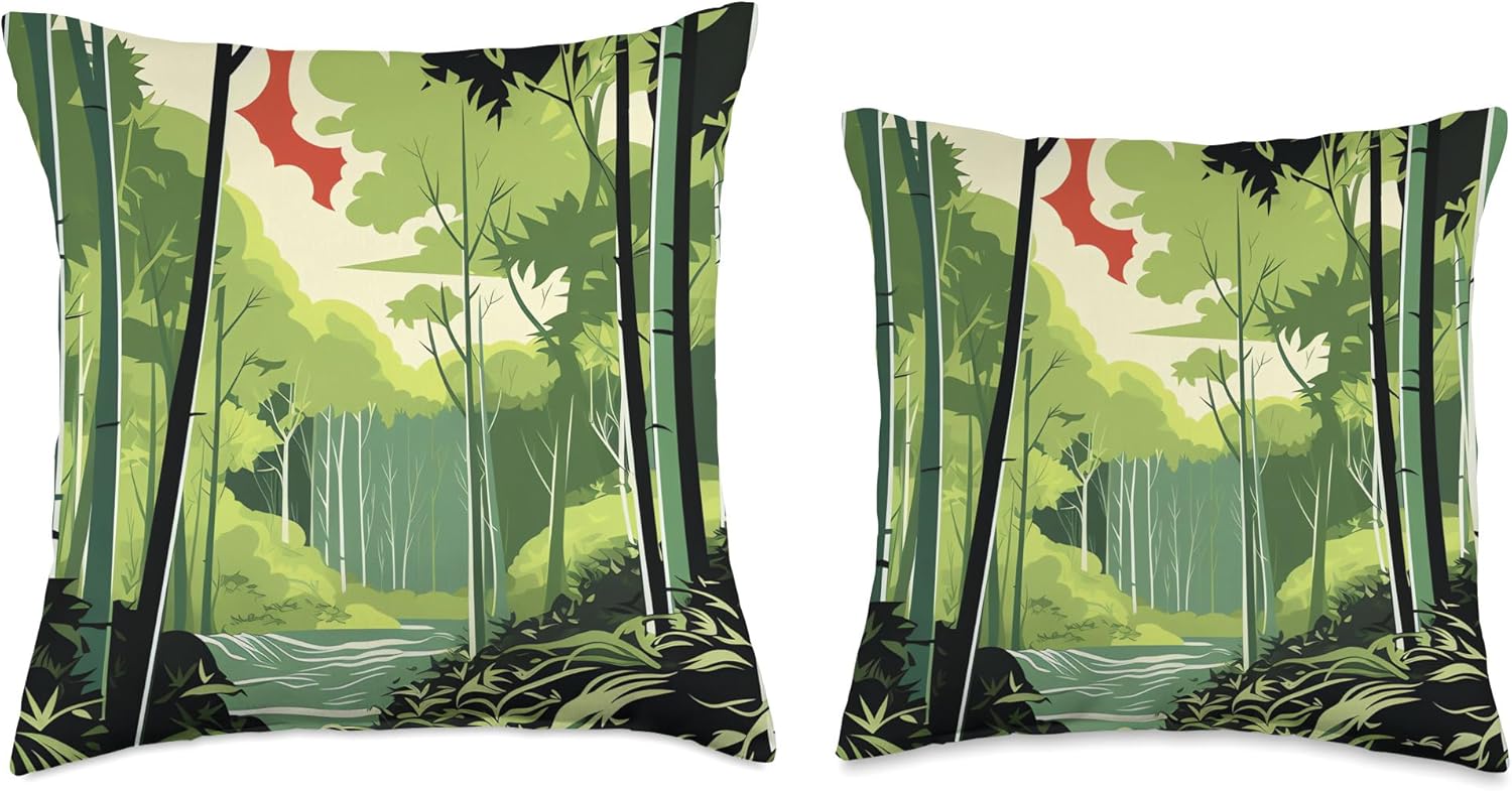 Bamboo Radiance Awakens Vibrant Brilliance Serene Greenery Throw Pillow, 16×16, Multicolor