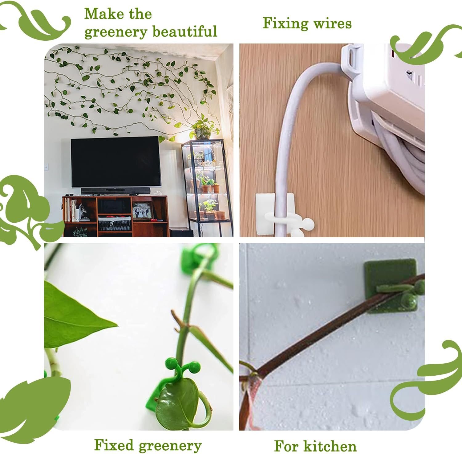 100 clips de pared para trepar plantas, fijador de plantas, enredaderas invisibles, clips de fijación autoadhesivos, tracción de enredaderas de