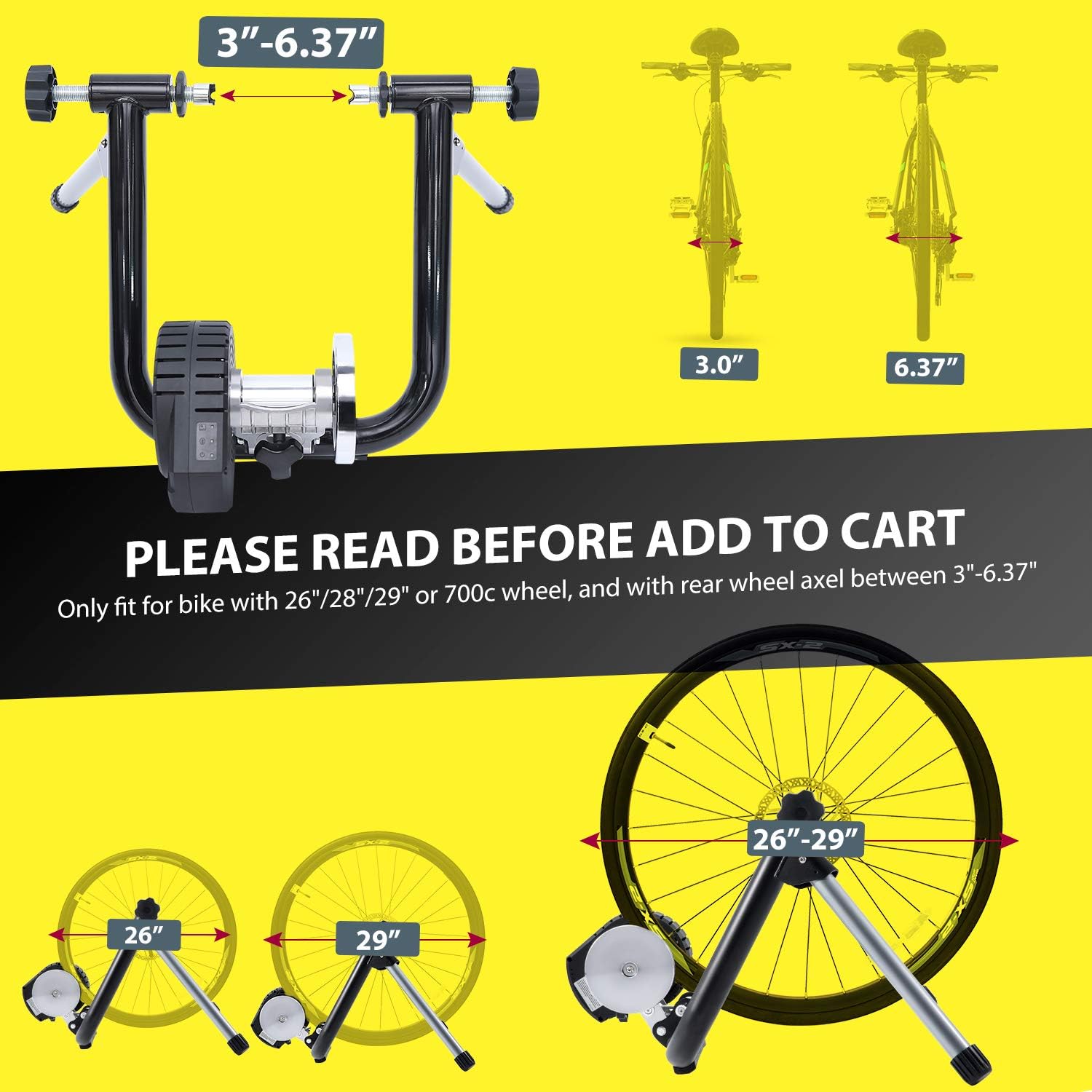 Sportneer Entrenador de bicicleta – Entrenador de bicicleta estacionario inteligente compatible con conexión Bluetooth y ANT+ – Soporte de