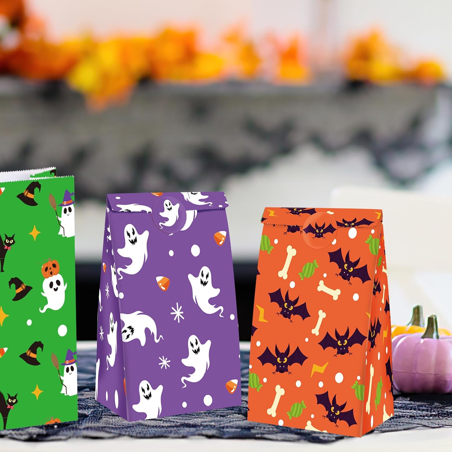 VGOODALL 54 bolsas de regalo de Halloween a granel, bolsas de papel de Halloween, bolsas de dulces, bolsas de regalo, bolsas de aperitivos para