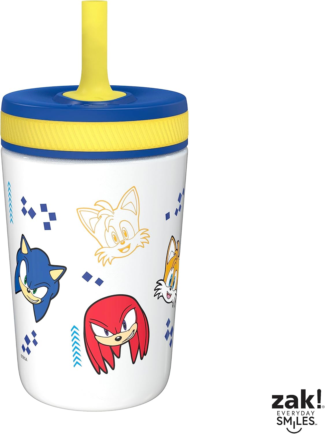 Zak Designs Sonic the Hedgehog Kelso – Vasos para niños pequeños para viajes o en casa, taza de acero inoxidable aislada al vacío de 12 onzas con
