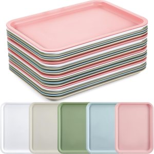 Uiifan 20 bandejas de plástico grueso para servir comida rápida a granel, 5 colores, bandejas de comida para cafetería, bandejas rectangulares para Uiifan 20 bandejas de plástico grueso para servir comida rápida a granel, 5 colores, bandejas de comida para cafetería, bandejas rectangulares para