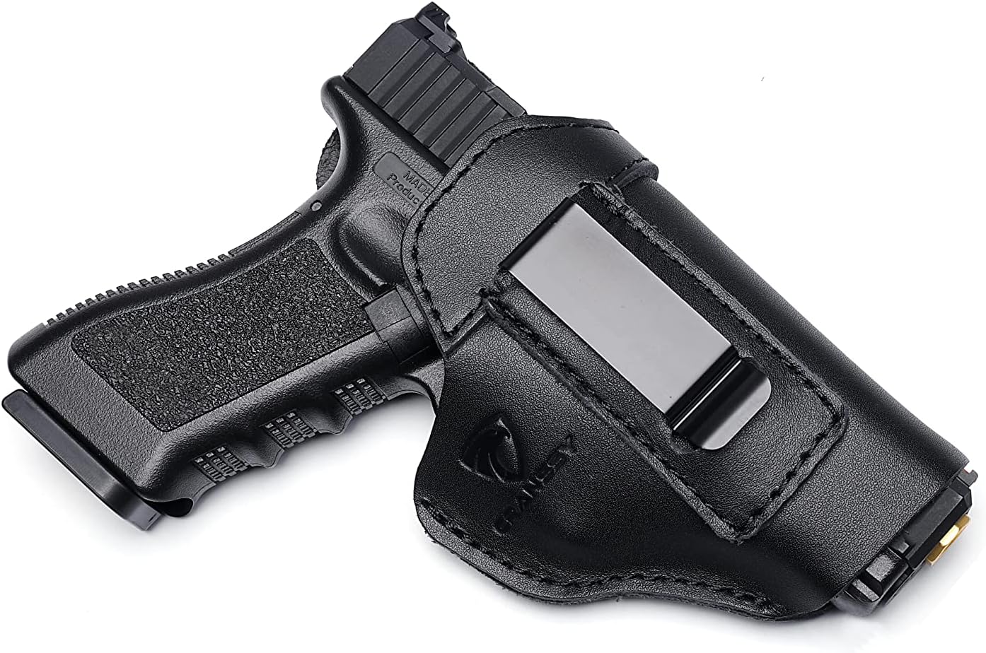 Cranssy Funda de cuero genuino IWB para transporte oculto compatible con Glock 19 23 43X 48, Taurus G3C G2C, M&P Shield 0.354 in, P365X Macro, etc
