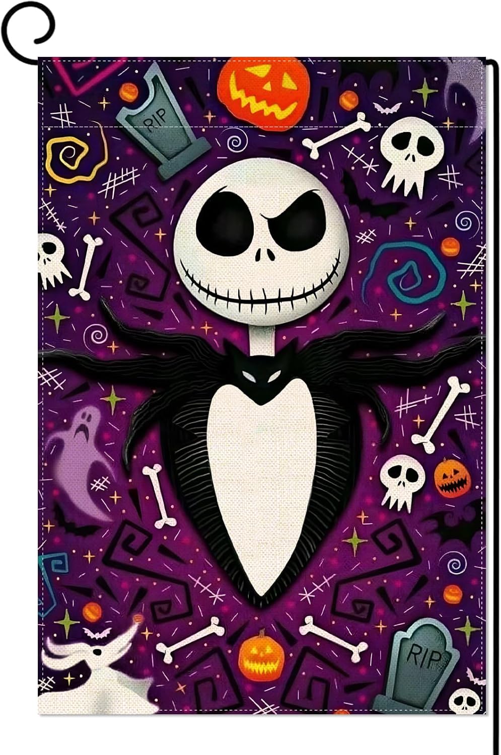 Sunwer The Nightmare Before Christmas – Bandera de jardín Jack Skellington para decoración de fiesta de Halloween, patio delantero al aire libre,