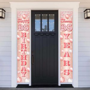 Cartel de feliz cumpleaños 85 de oro rosa, telón de fondo de globos de confeti de 85 años, decoración temática de globos de confeti para mujeres de Cartel de feliz cumpleaños 85 de oro rosa, telón de fondo de globos de confeti de 85 años, decoración temática de globos de confeti para mujeres de