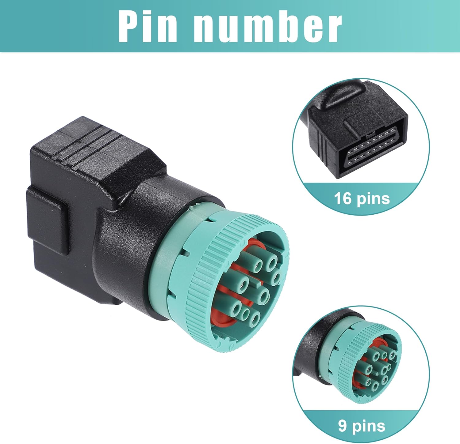 X AUTOHAUX 1 unids tipo 2 OBD2 macho 9 Pin J1939 a OBD2 16 Pin J1962 adaptador hembra OBD dispositivo de diagnóstico Conector convertidor