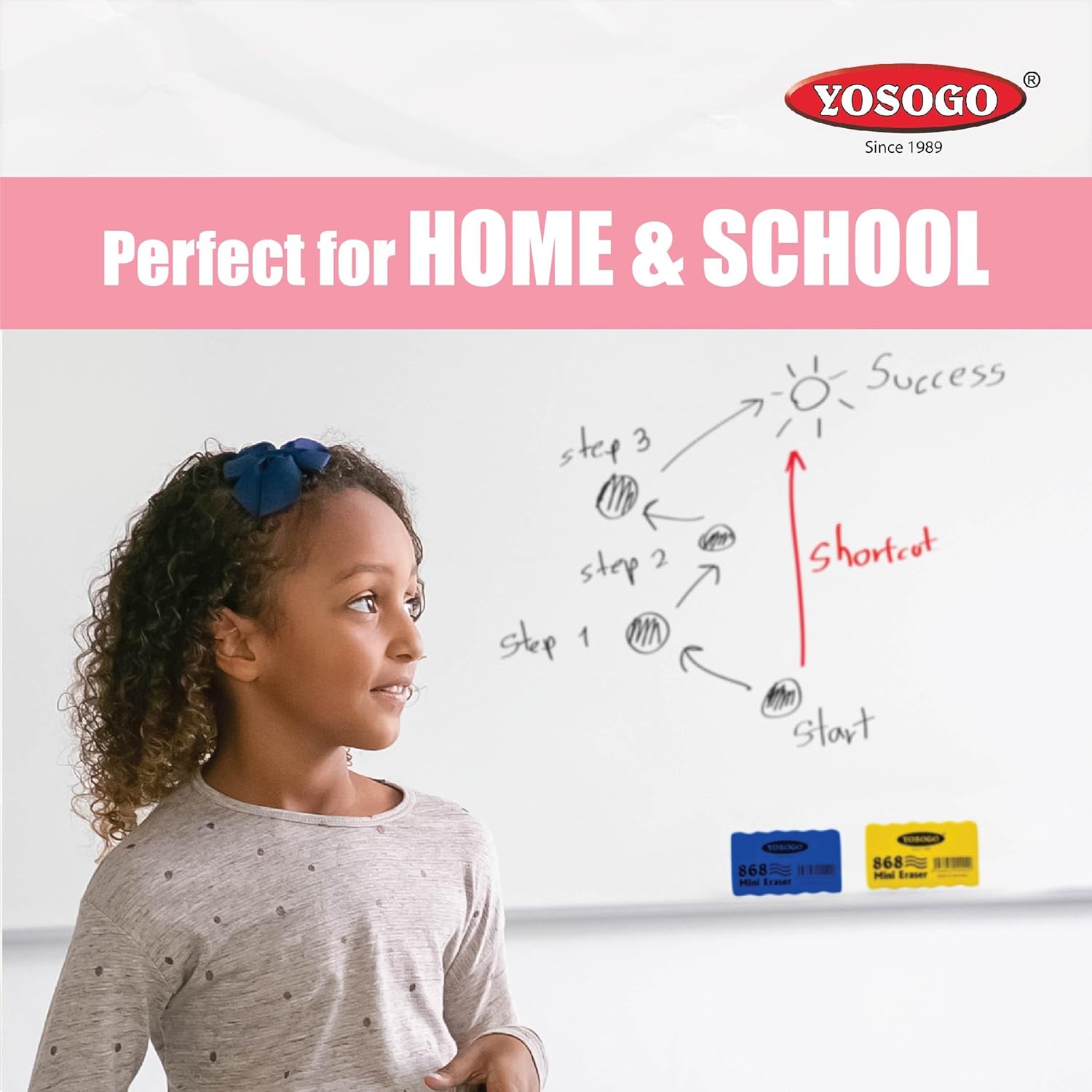 Borrador de pizarra blanca de borrado en seco de tamaño pequeño perfecto para aula, hogar y oficina, paquete de 12