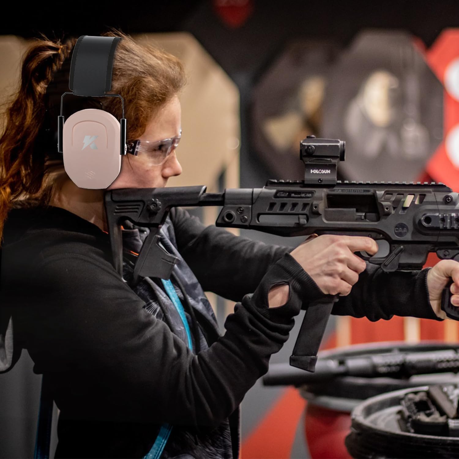 ucho Protección auditiva de disparo de 34 dB, máxima protección auditiva para rango de armas, orejeras pasivas delgadas con reducción de ruido