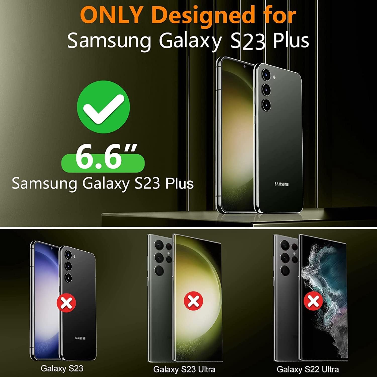 SPIDERCASE Funda diseñada para Galaxy S23 Plus, protector de pantalla integrado impermeable 12 pies a prueba de golpes militares IP68 impermeable de