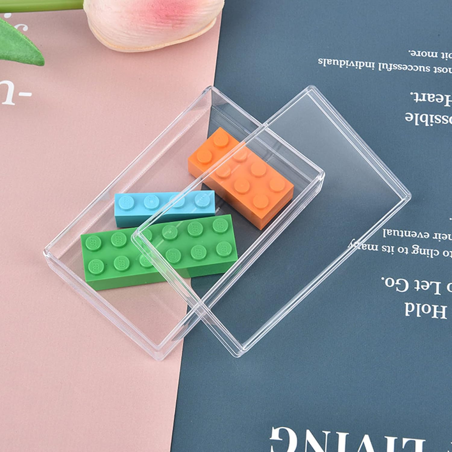 Caja de acrílico transparente con tapas, paquete de 4 cubos cuadrados de plástico acrílico de 4.3 x 2.7 x 1 pulgadas, cajas de dulces de Navidad