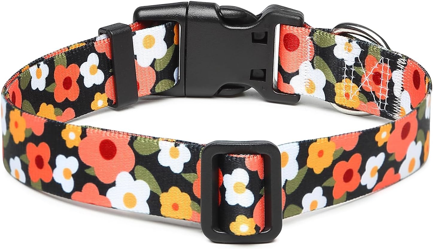 Suredoo Collar ajustable para perro con patrones, ultra cómodo, de nailon suave, transpirable, para perros pequeños, medianos y grandes (S, naranja