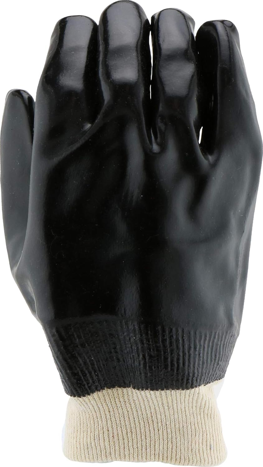 West Chester 12000 – Guantes con forro entrelazado y revestimiento de PVC, grandes, guantes de trabajo con muñeca de punto, forro de algodón suave,