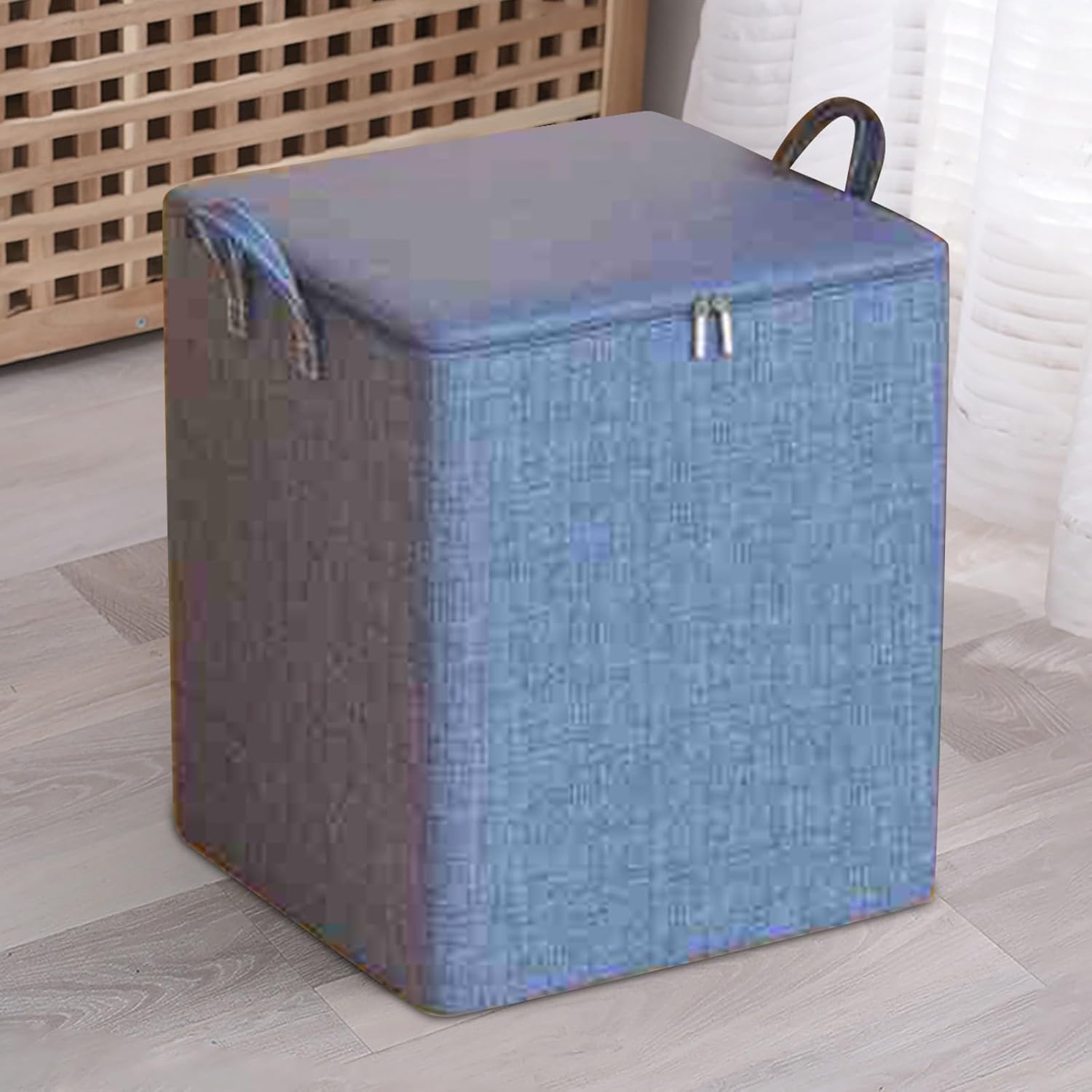 Bolsas de almacenamiento plegables y portátiles con cremallera y asas, contenedores de almacenamiento apilables para edredón, ropa, mantas,
