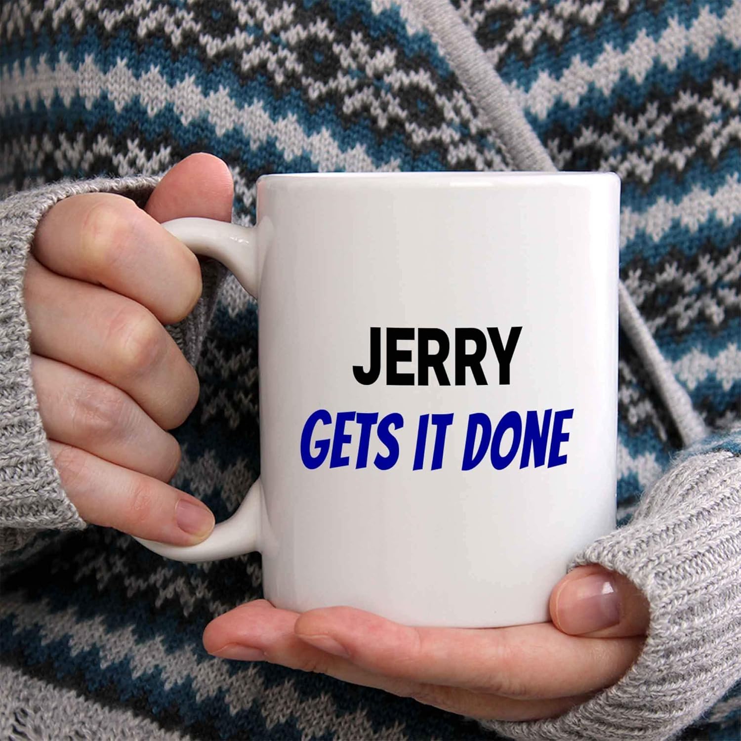 Jerry Gets It Done Taza de café  Taza de cerámica personalizada con nombre, taza personalizada de chocolate caliente y cacao, regalo personalizado