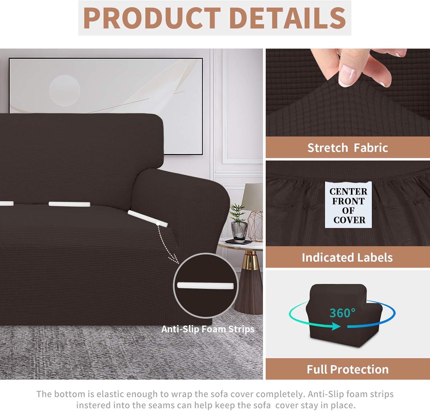 Easy-Going – Funda de silla 100% impermeabilidad doble, diseño jacquard elástico, protector de muebles a prueba de fugas para niños, mascotas,